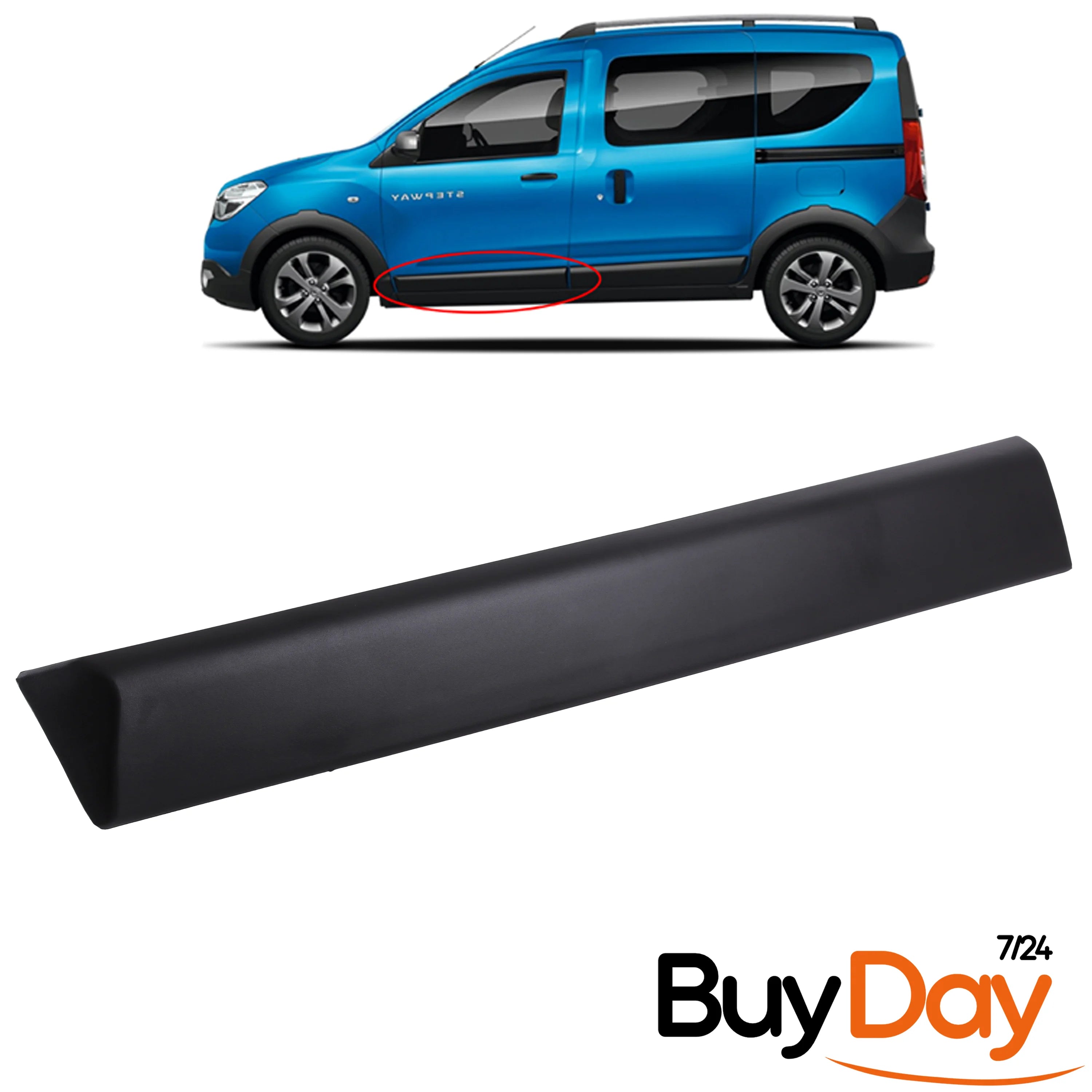 Front Left Side Bump Strip, N/S Passenger Door Rubbing Strip, Exterior Protection Moulding with Clips, Compatible with Dokker (12-21) & Lodgy (12-22) Van MPV, 808779284R