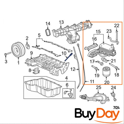 Oil Cooler & Filter Housing Assembly, Modified Upgraded Design, Engine Oil Cooler, Fits 2.2L TDCi HDi FWD & 2.3L D Engines (06-On), 1829179, BK2Q6B624CE