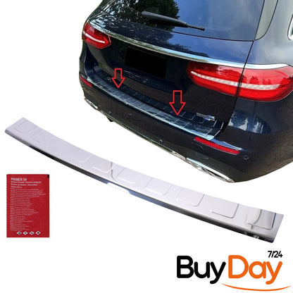 clickmax Rear Bumper Protector Sill Cover, Chrome Finish Stainless Steel Scuff Guard, Car Accessories for E-Class T-Model (S213 Estate) Models 2016-Onwards