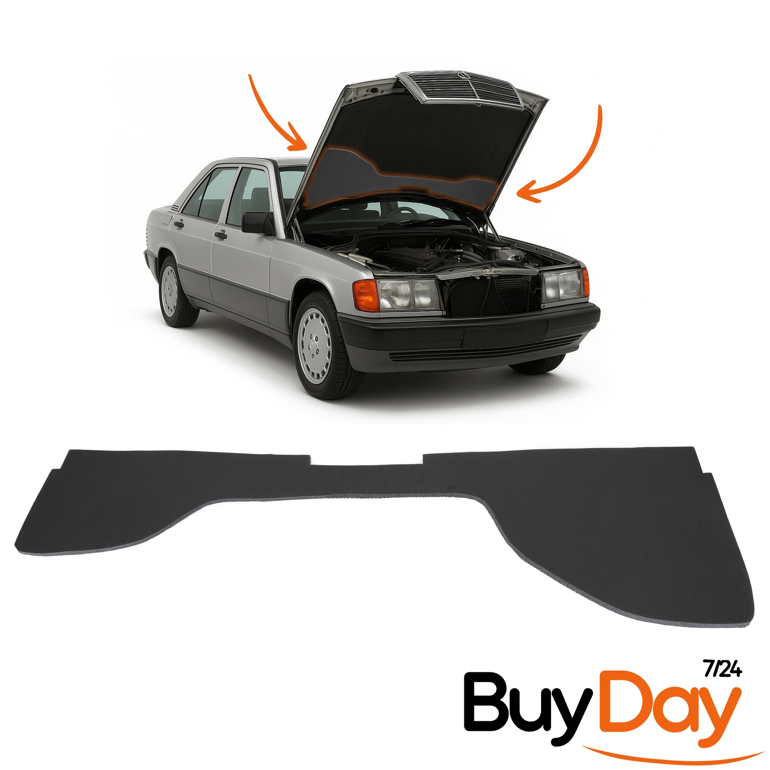 Bonnet Insulation Mat, Engine Sound Proofing Liner, Under Hood Heat Shield Pad, Compatible with W201 Models 1982-1993, 2018891898, A2018891898