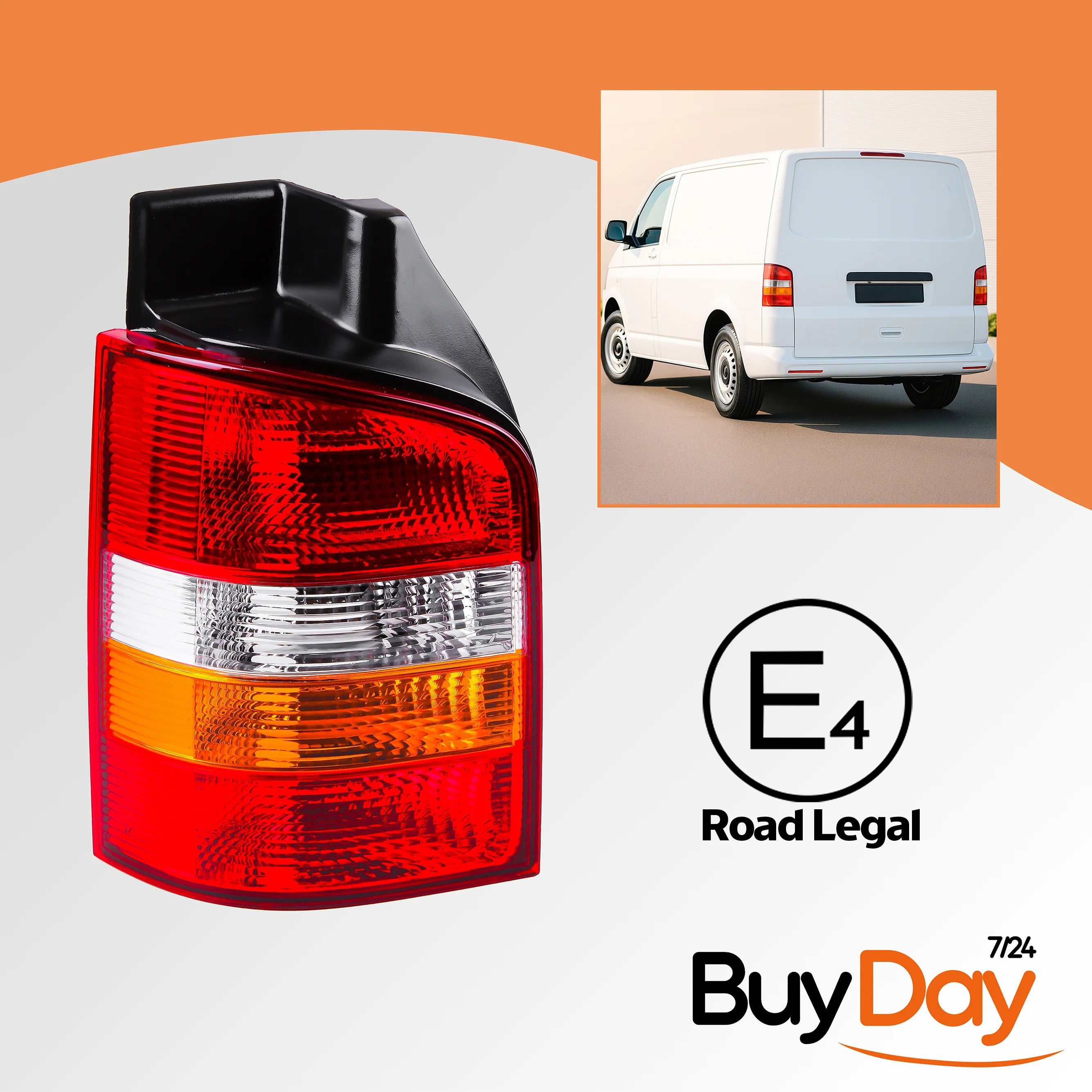 Left Side Rear Tail Light Lamp, N/S Passenger Side, for Single Lift-Up Tailgate Models, Compatible with Transporter, Caravelle & Multivan T5 2003-2009 (Pre-Facelift), 7H0945095A