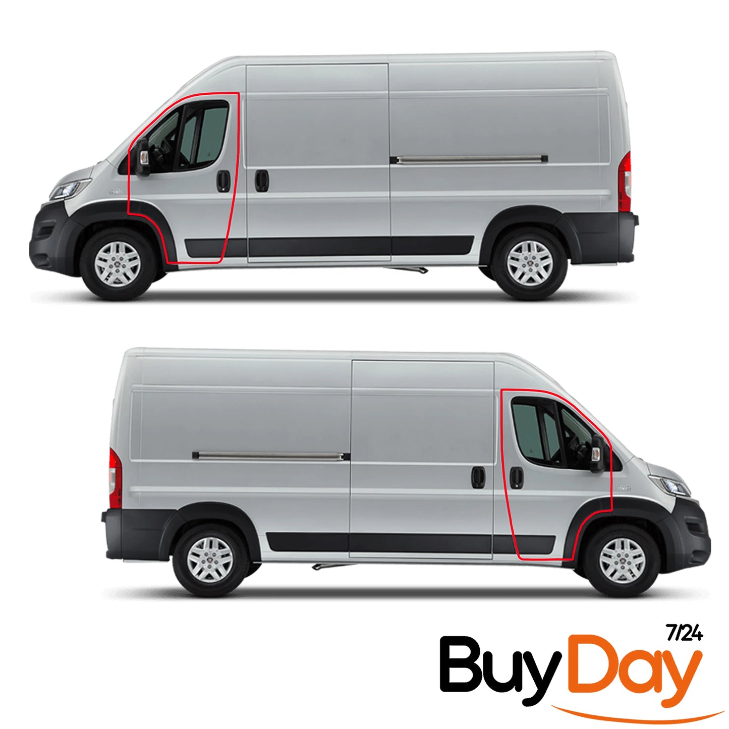 2 Piece Set Front Door Body Rubber Seal (Left & Right Pair), Body Mounted Weatherstrip, Fits Ducato, Boxer & Jumper Van Models 2007-2017, 9023VZ, 1336874080