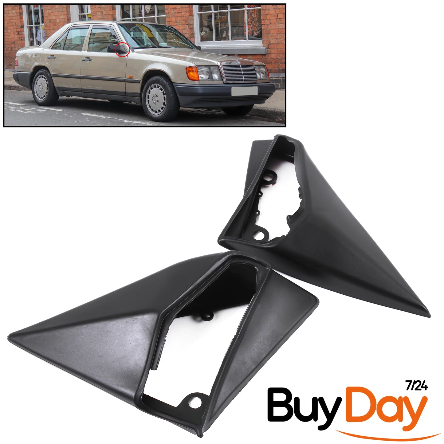 2 Piece Exterior Wing Mirror Rubber Seal Gasket Kit (Left & Right Pair), for Left Hand Drive (LHD) Models, Compatible with W124 A124 C124 S124 W201, 1248100121