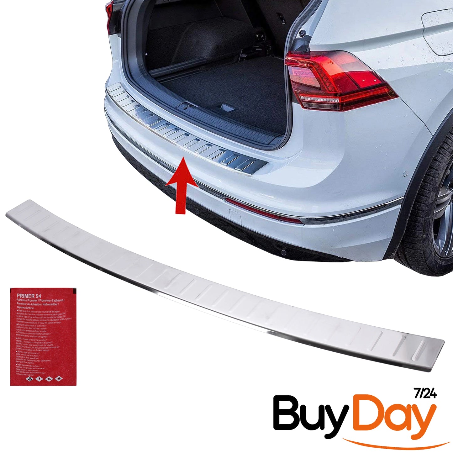 clickmax Rear Chrome Bumper Protector Sill Cover, Polished Stainless Steel Scratch Guard, Car Accessories for Tiguan & Allspace MK2 2016-2023, Bumper Protector for Dogs