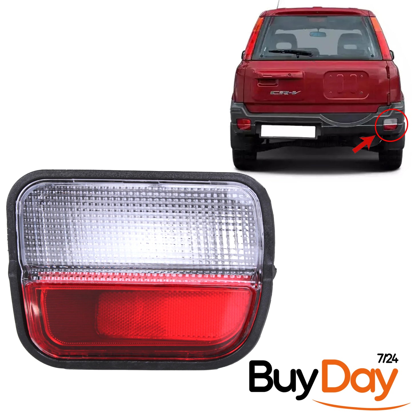 clickmax Rear Bumper Fog Light Right Driver Side Compatible With CRV 34751-S10-G10 (1997-2001)