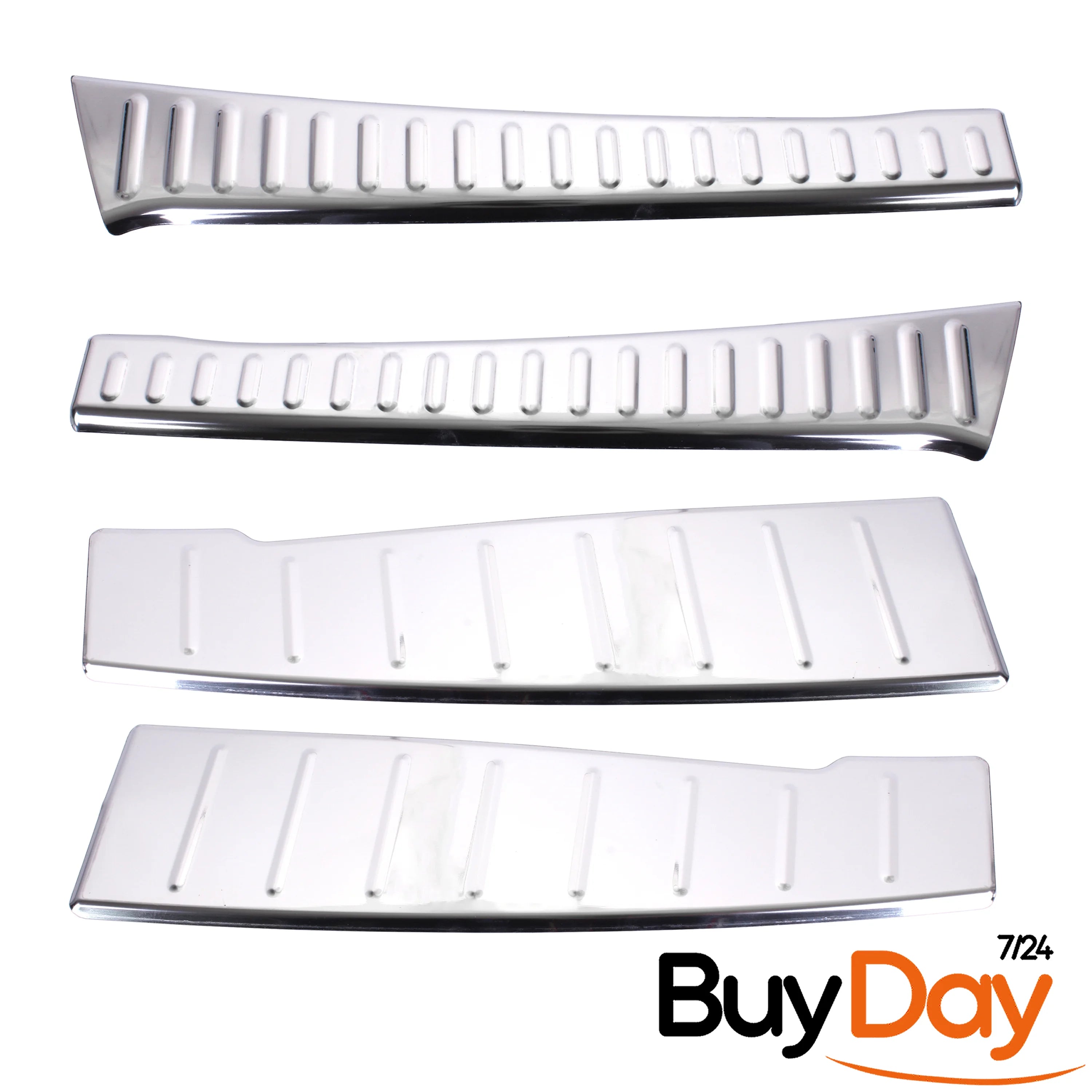 clickmax 4 Piece Set Inner & Outer Rear Bumper Protector Sill Covers, Stainless Steel Chrome Finish, Scuff Guard Plates, Car Accessories for Sandero Models 2021-2024