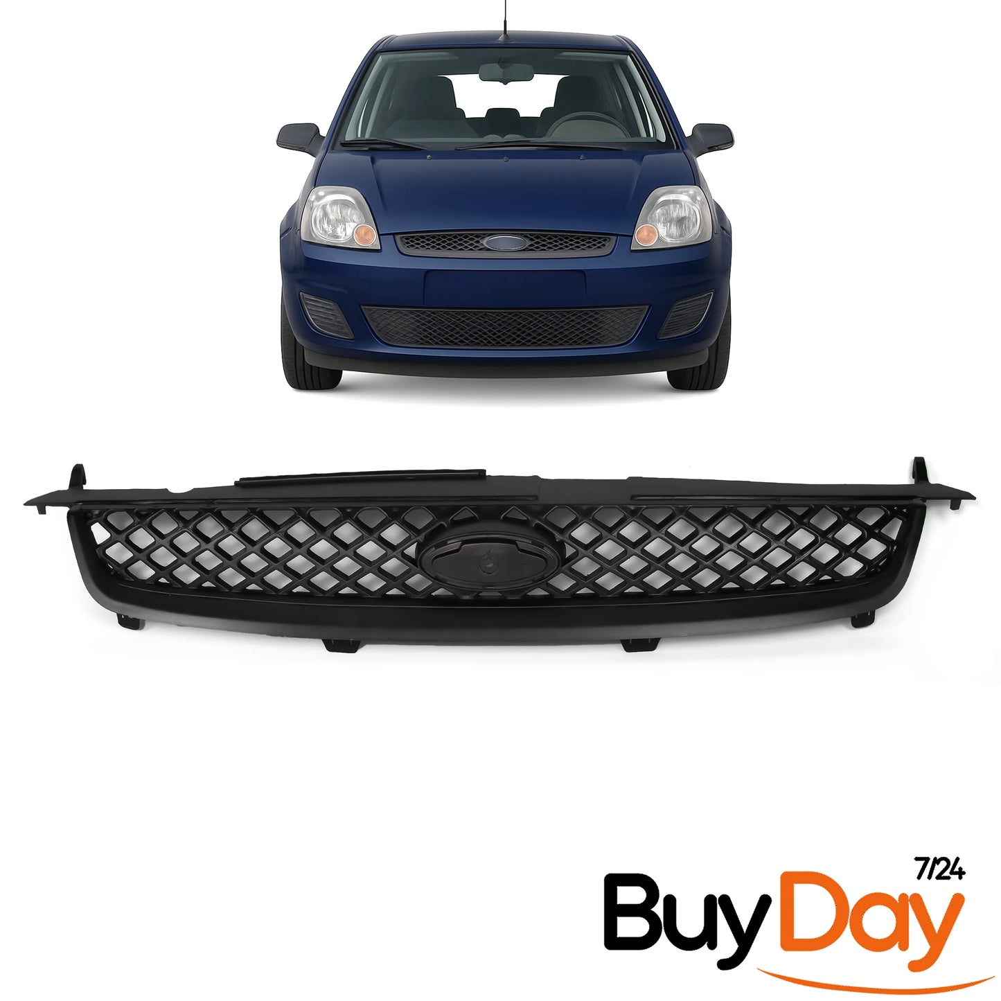 Front Bumper Centre Radiator Grille, Black Finish, Bumper Insert Panel, Compatible with Fiesta MK6.5 (Facelift) 3 & 5 Door Models 2006-2008, 1373755, 6S61-8200-AC