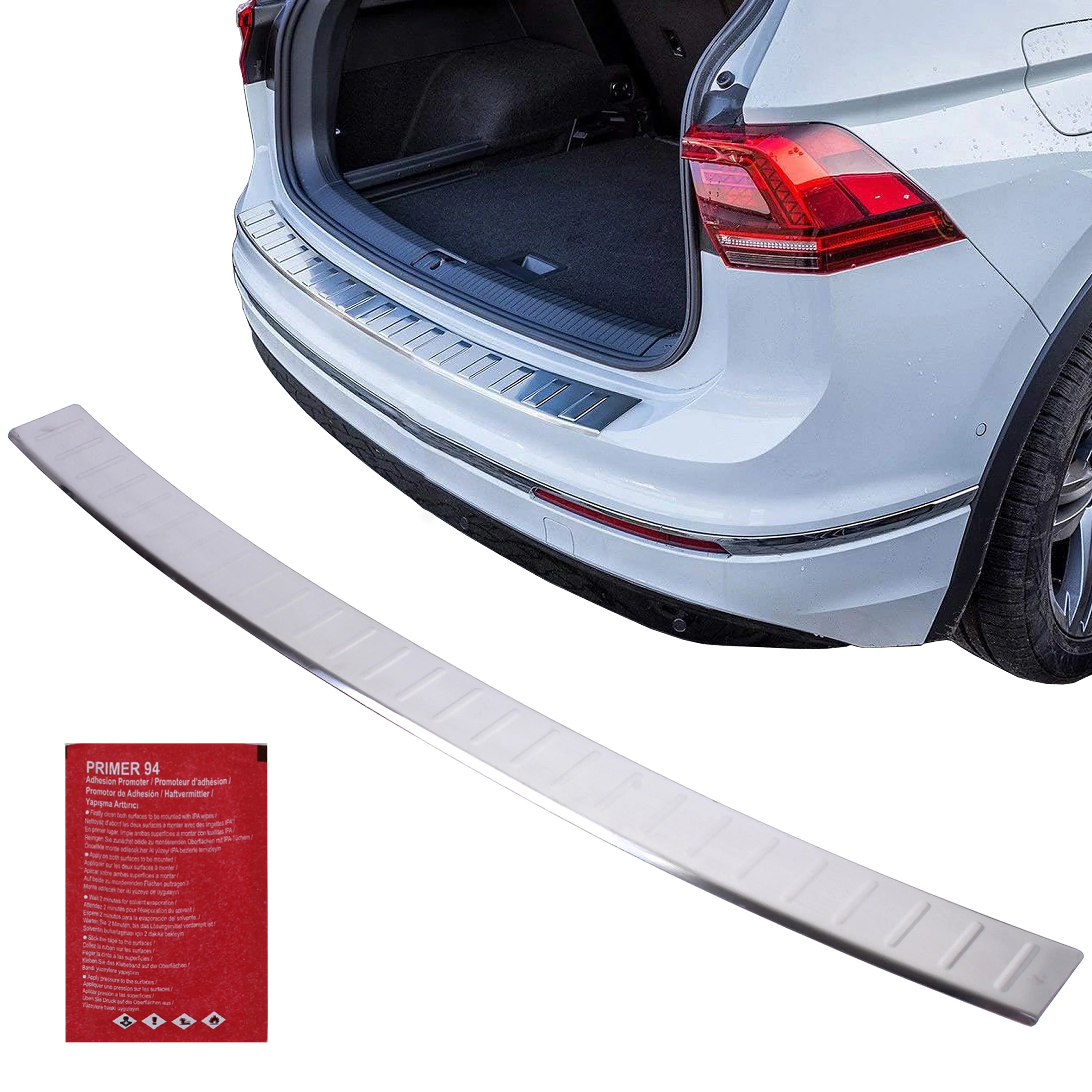 clickmax Rear Matt Bumper Protector Sill Cover, Stainless Steel Scratch Guard, Car Accessories for Tiguan & Allspace MK2 2016-Onwards, Bumper Protector for Dogs