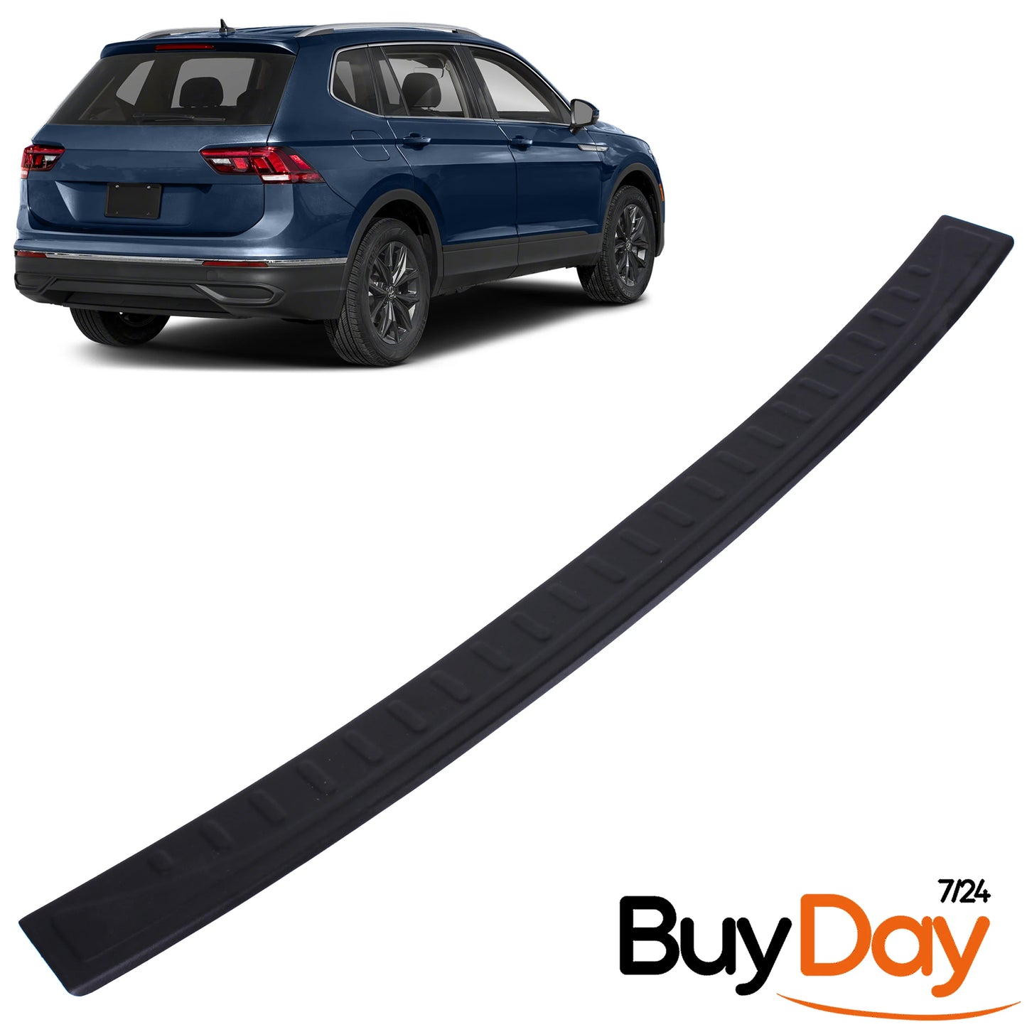 clickmax Rear Bumper Protector Sill Cover Guard, Matt Black ABS Finish, Boot Sill Scratch Guard, Car Accessories for Tiguan MK2 Models 2016-2023