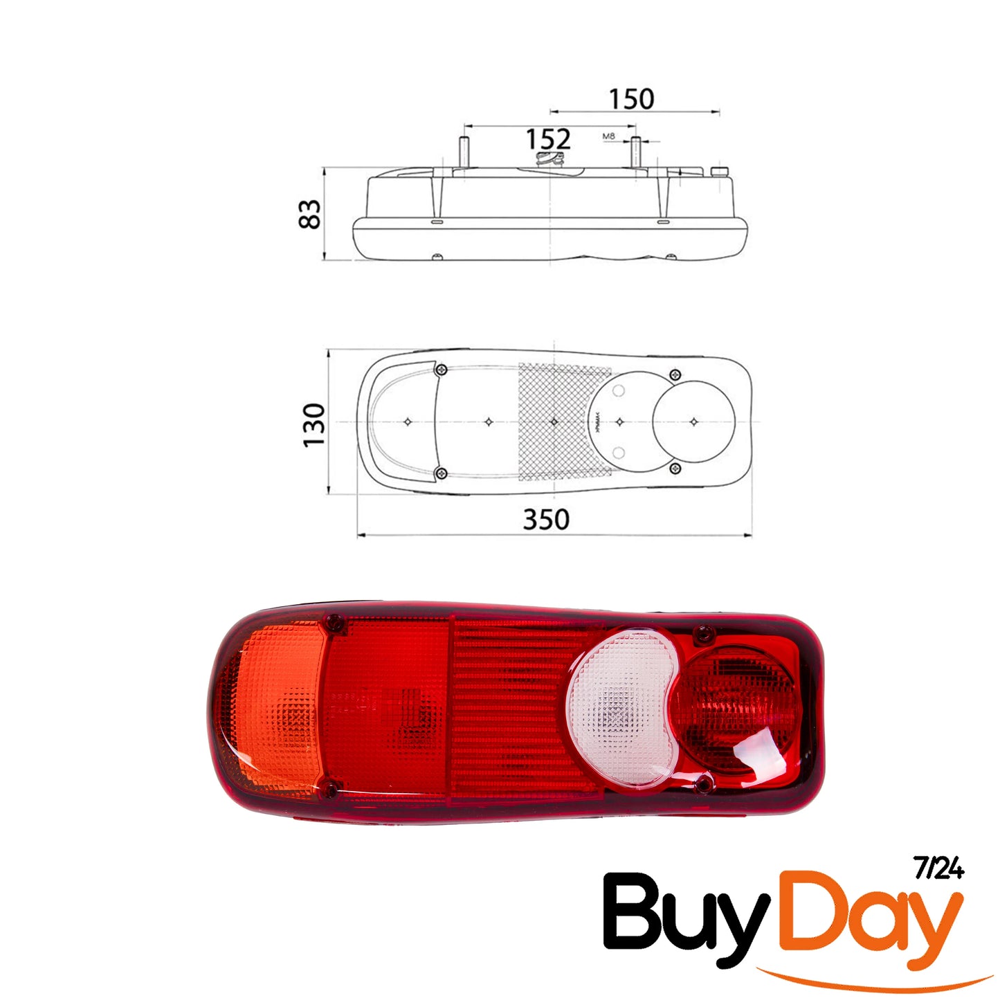 clickmax Rear Left Tail Light Lamp Cluster, N/S Passenger Side, E-Certified (No Bulbs), Compatible with Master Van Models 1998-Onwards, 20769783, 1610114080