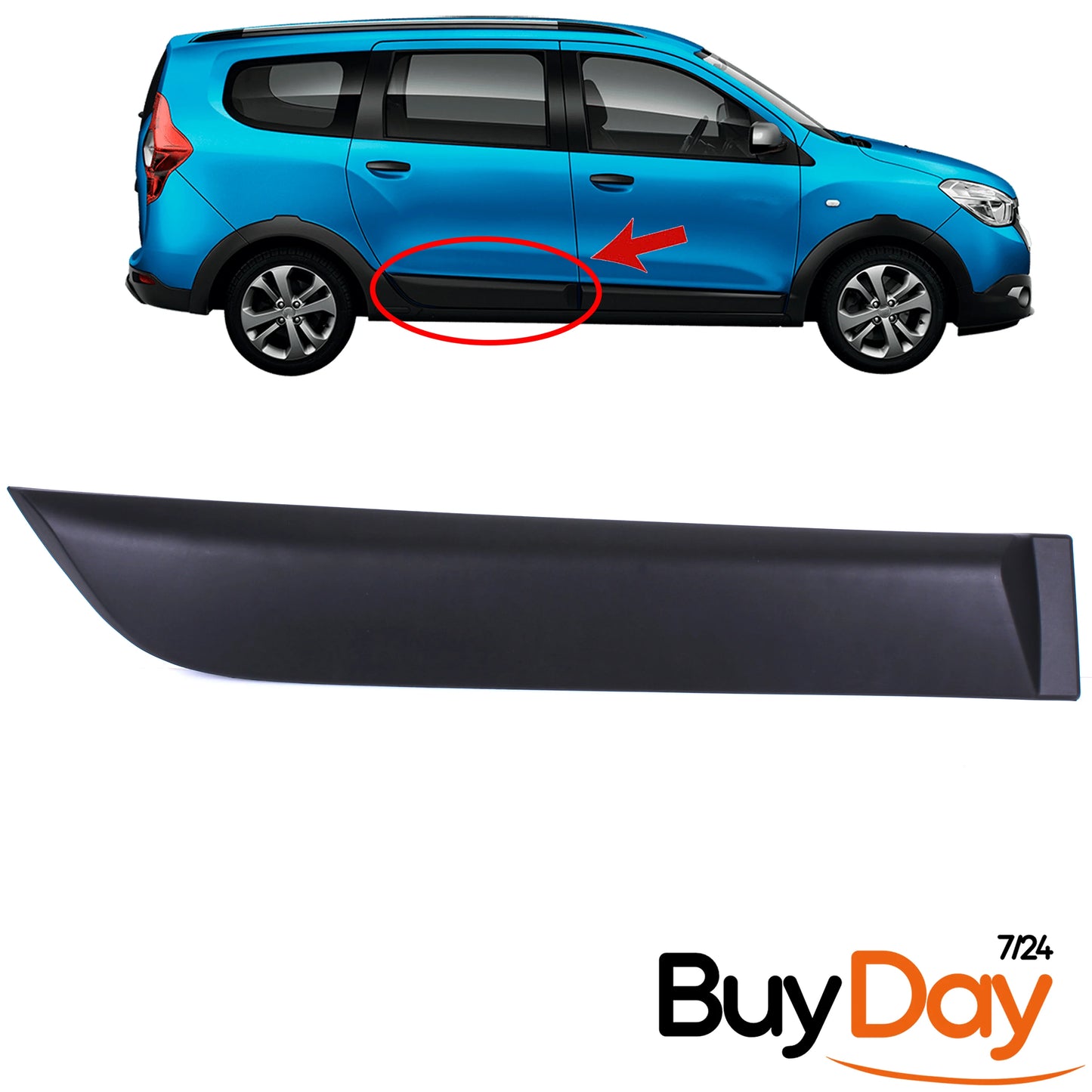 Rear Right Side Bump Strip, O/S Driver Door Rubbing Strip, Exterior Protection Moulding, Compatible with Lodgy MPV Models 2012-Onwards, 828762880R