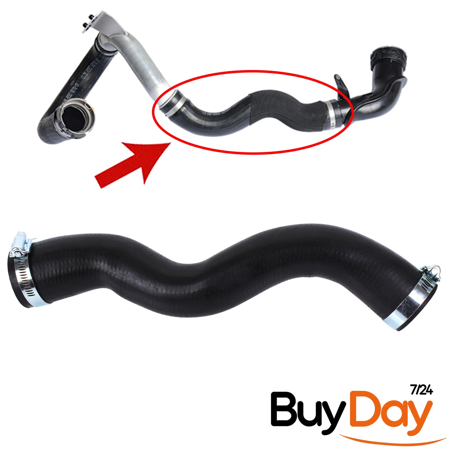 Intercooler Turbo Hose Pipe with 2 Clamps, Boost Pipe, Compatible with 1.6L CDTi 4x4 & FWD Engines, Fits Mokka J13 & Trax Models 2015-Onwards, 1302287, 95194143