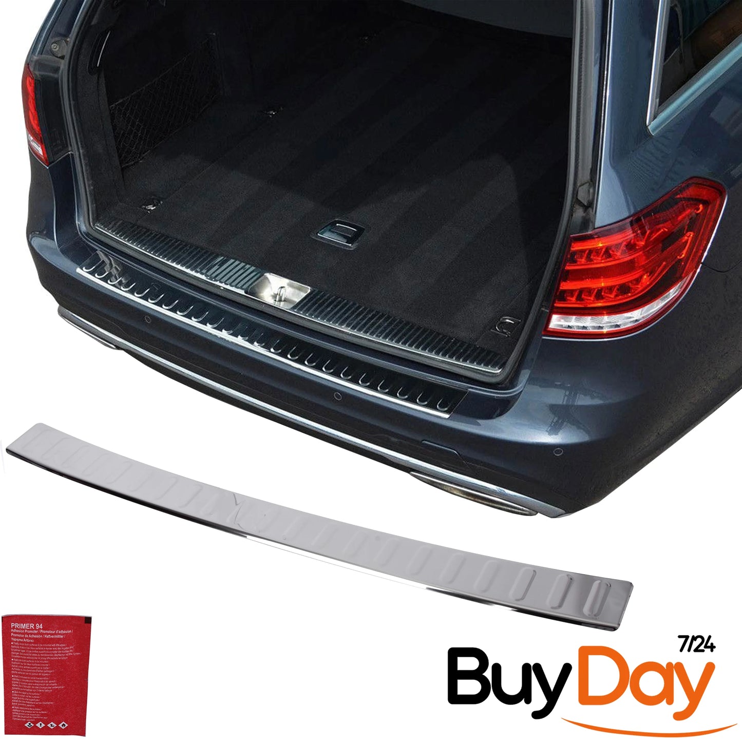 Rear Bumper Protector Sill Cover, Chrome Finish Stainless Steel Scuff Guard, Car Accessories, Fits E-Class T-Model (S212 Estate) Models 2009-2016