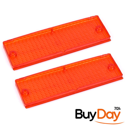 clickmax 2 Piece Set Front Indicator Lens (Left & Right Pair), Amber/Orange Lens Covers, Compatible with 3 Series E30 Saloon (Limousine) Models 1982-1994, (Excludes M3), 63131386011