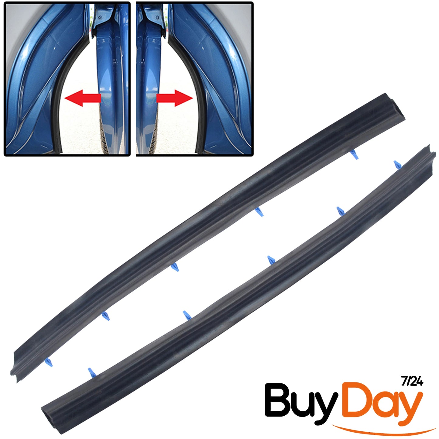 2 Piece Set Front Wheel Arch Seal Rubber Kit (Left & Right Pair) with Clips, Body to Arch Liner Gasket, Compatible with Transporter, Multivan, Caravelle T5 (03-15) & T6 (15-On), 7H0837565A