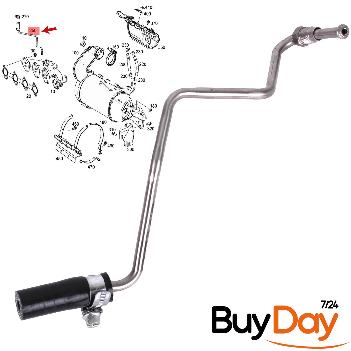 Exhaust Pressure Sensor Pipe, DPF Differential Sensor Hose, Compatible with 1.5L dCi & 1.5L CDi Diesel Engines, Fits A-Class B-Class CLA Clio Megane Kangoo Qashqai, 1412000Q0U, A6071420104