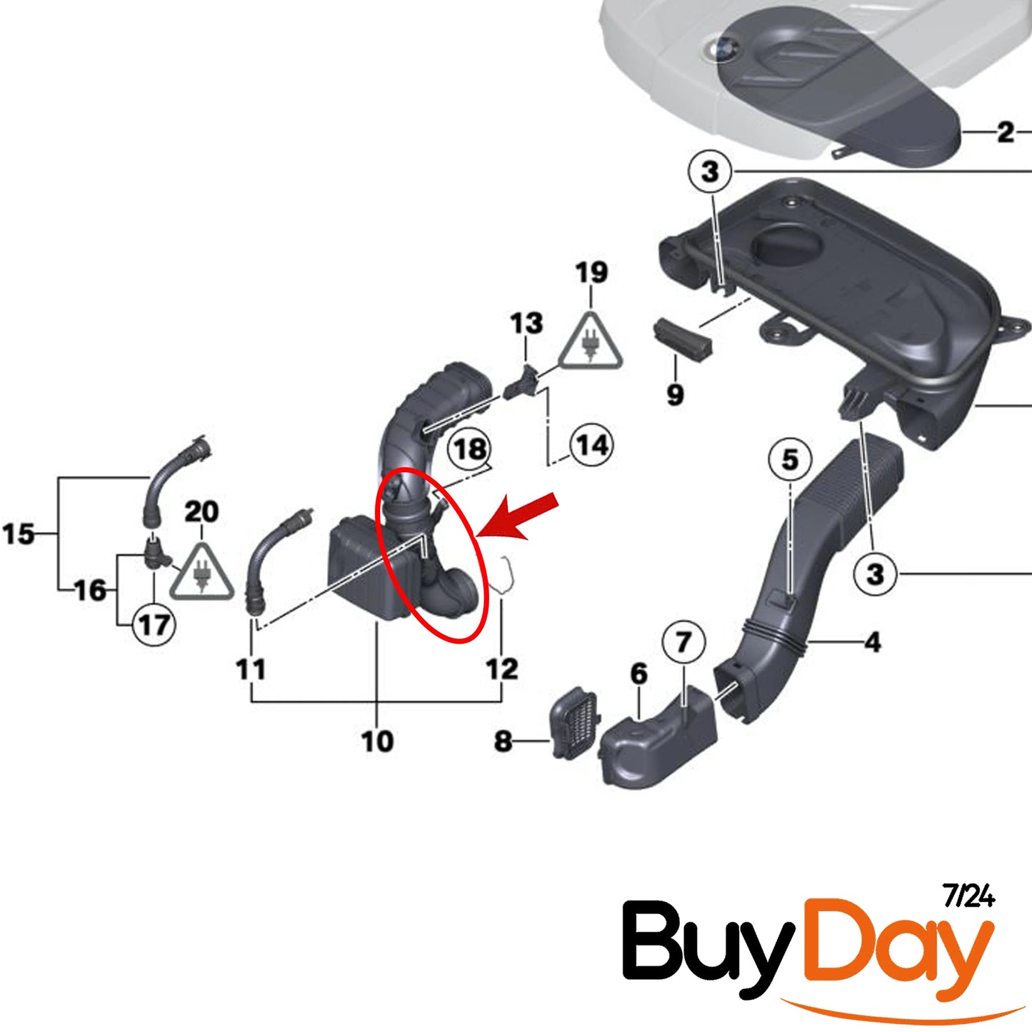 Air Intake Pipe (Airbox to Turbo), Hard Plastic Turbo Inlet Hose, Fits N47N 2.0L Diesel Engines, Compatible with 3 4 5 Series X3 (F30 F10 F25), 13718512249, 13717823514