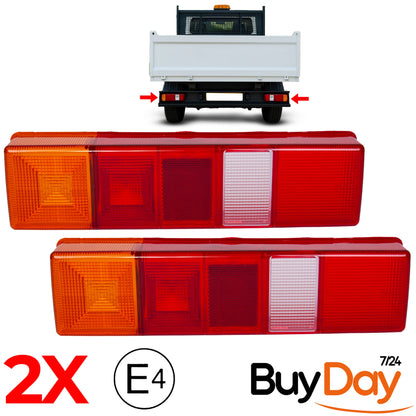 clickmax 2 Piece Set Rear Tail Light Lamp Lens (Left & Right Pair), O/S & N/S Replacement Lens Covers, Compatible with Tipper, Dropside, Luton & Chassis Cab Models 1985-2014, 6696035, 86VB13450AA