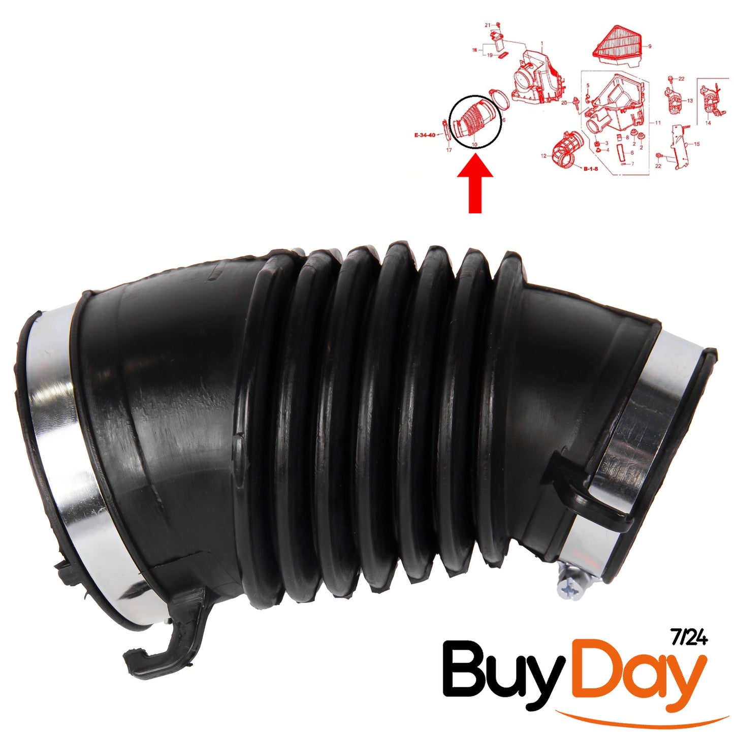 Air Filter Intake Hose Pipe with 2 Clamps, Engine Air Cleaner Tube, Compatible with CR-V 1.6L Diesel SUV Models 2013-2018, 17228R5ZG01, 17228R5ZG02