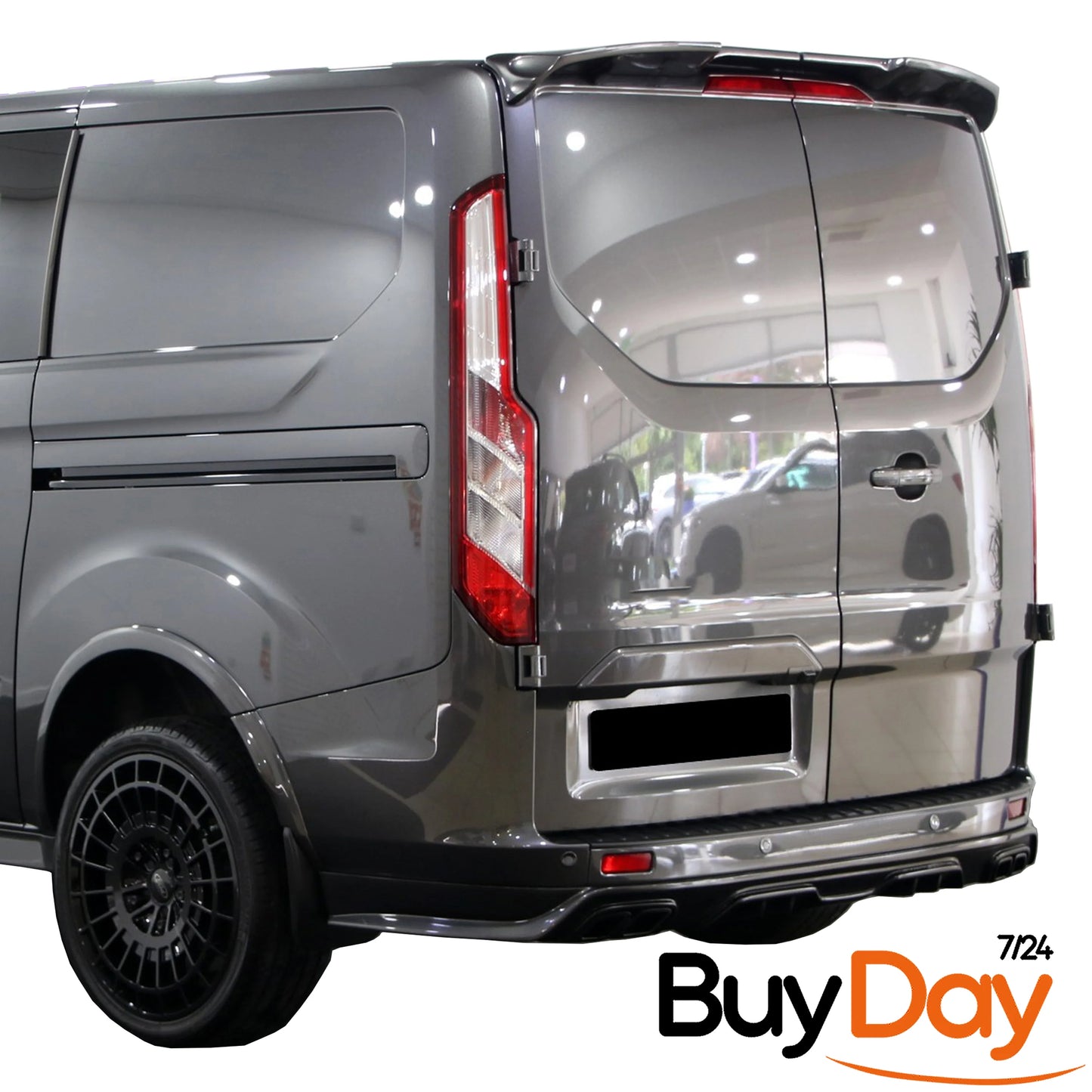 Twin Rear Roof Spoiler for Barn Door Models, Painted in Magnetic Grey, Exterior Styling Body Kit Accessory, Compatible with Transit & Tourneo Custom Vans 2012-2018