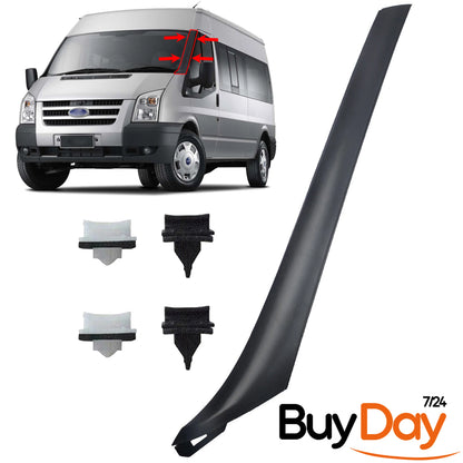 Windscreen Left Moulding Trim with Mounting Clips, A-Pillar Trim, Nearside (N/S) Passenger Side, Compatible with Transit MK7 Models 2006-Onwards, 1755018