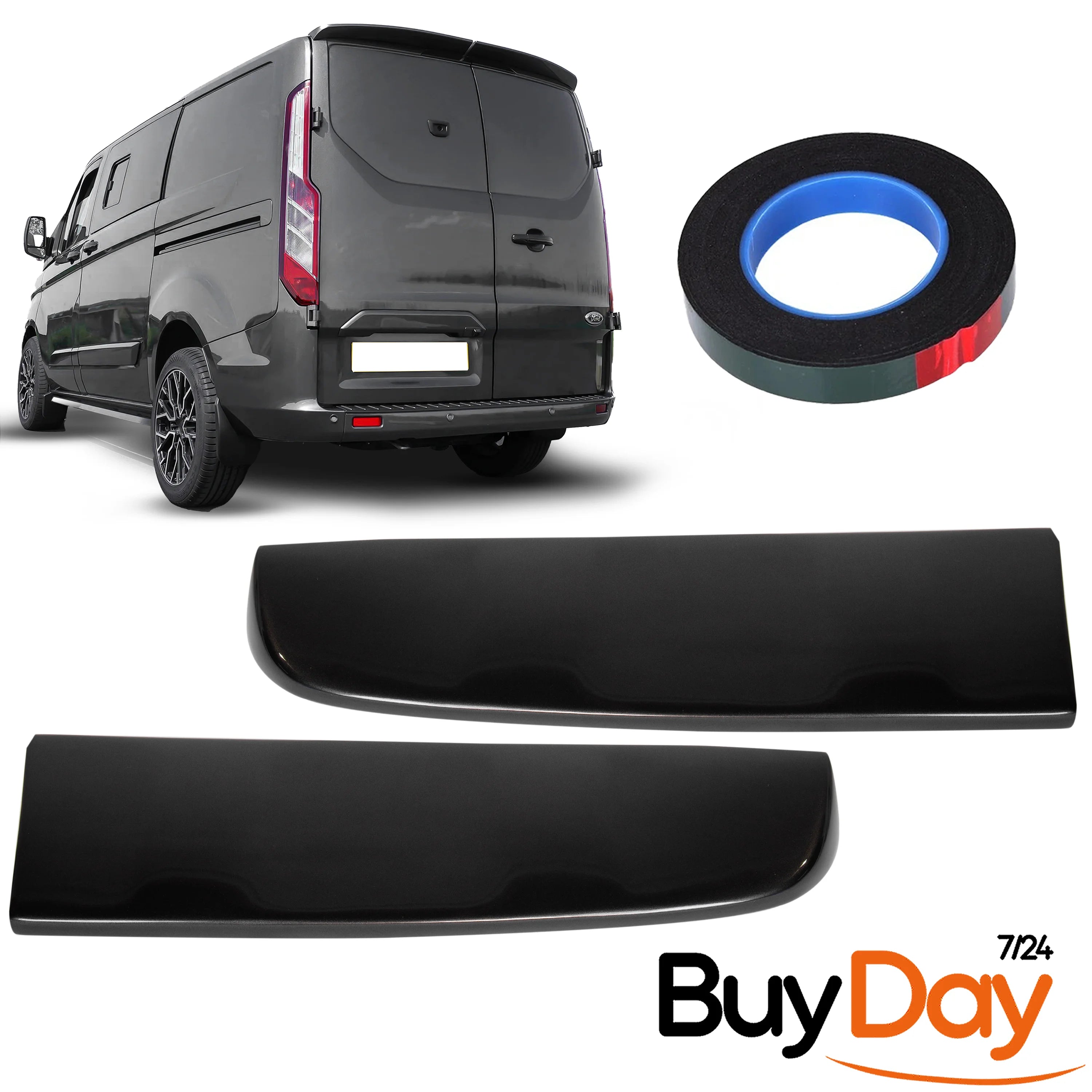 Twin Rear Roof Spoiler for Barn Door Models, Painted in Magnetic Grey, Exterior Styling Body Kit Accessory, Compatible with Transit & Tourneo Custom Vans 2012-2023