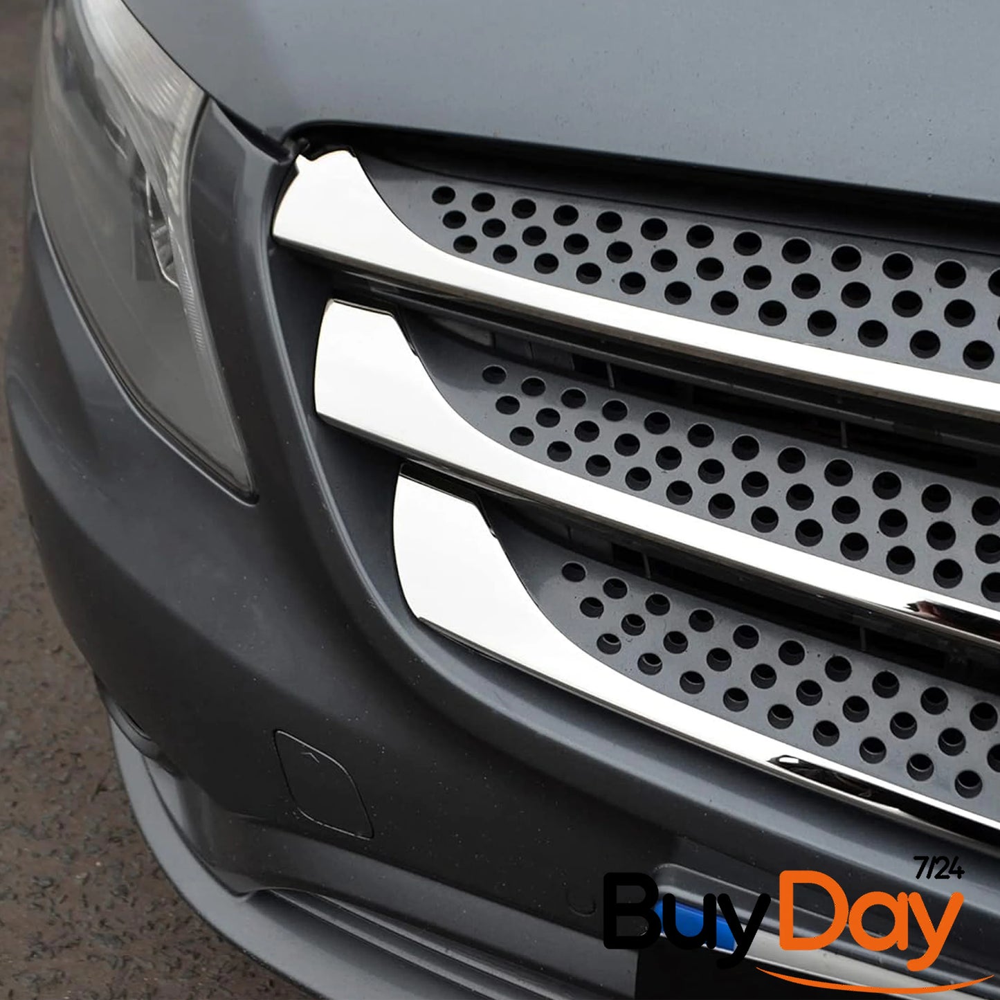 5 Piece Set Front Grille Moulding Trim, Stainless Steel Chrome Finish, Centre Grill Cover Strips, Car Accessories, Fits Vito (W447) Van MPV Models 2014-2019