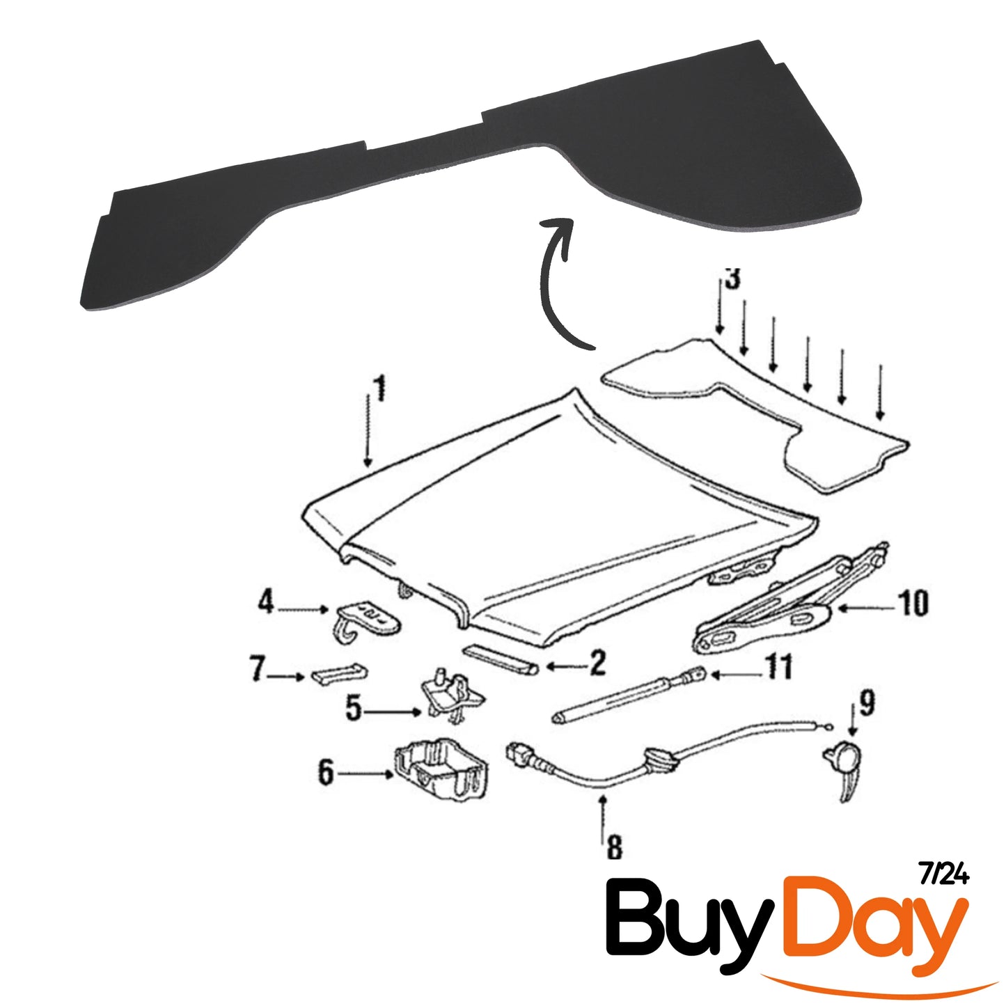 Bonnet Insulation Mat, Engine Sound Proofing Liner, Under Hood Heat Shield Pad, Compatible with W201 Models 1982-1993, 2018891898, A2018891898