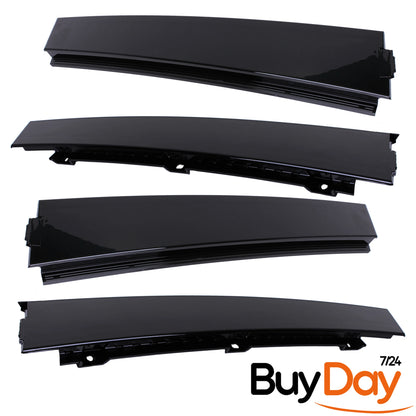 4 Piece Set B-Pillar Trim Cover Panels (Front & Rear, Left & Right), Exterior Door Pillar Blackout Glossy Finish, Fits 5-Door Golf MK6 Models 2009-2013, 5K4837902A