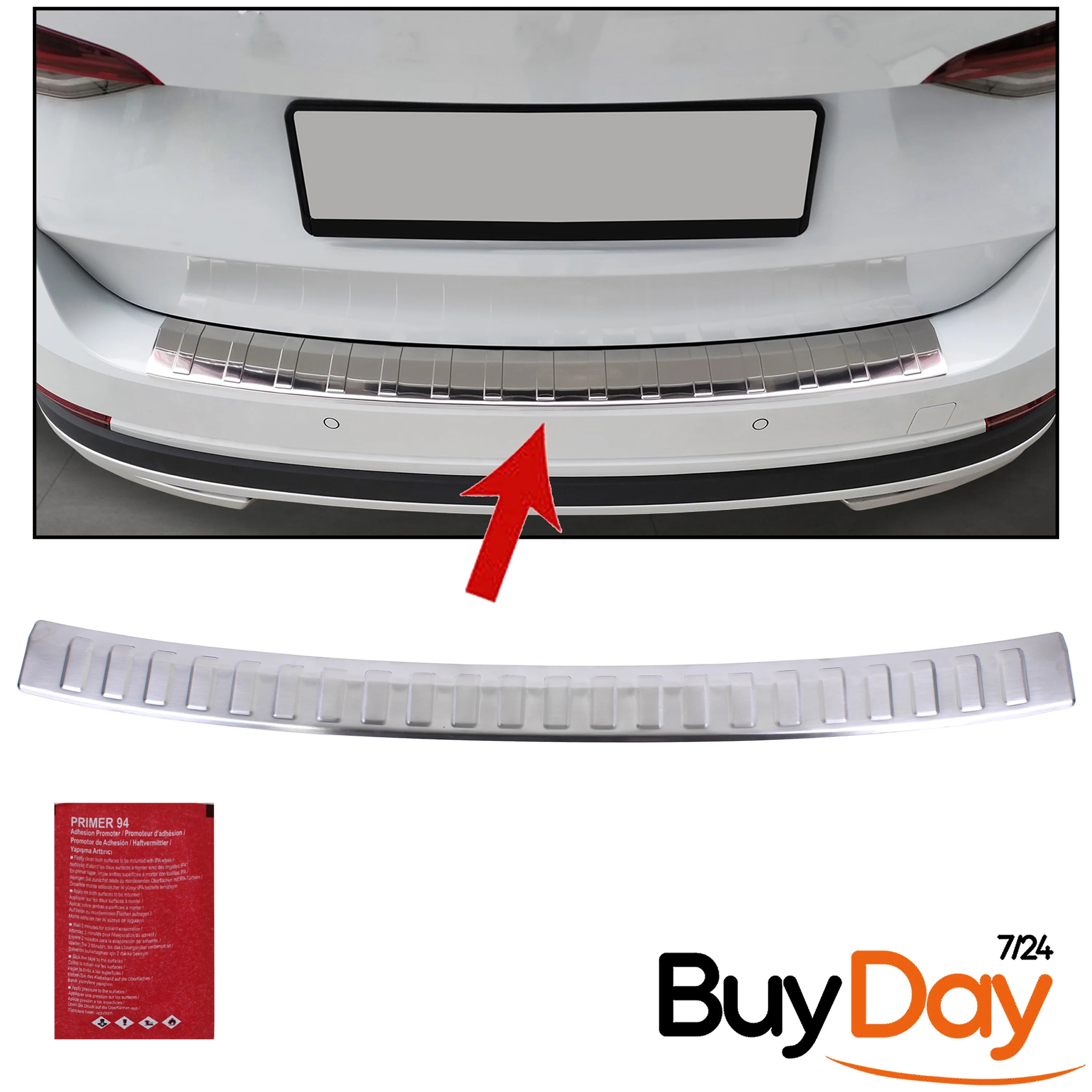 clickmax Rear Bumper Protector Sill Cover, Brushed Stainless Steel Scuff Guard, Car Accessories for Octavia Kombi (Estate) Models 2020-Onwards