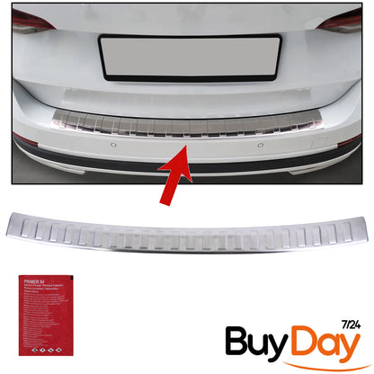 clickmax Rear Bumper Protector Sill Cover, Brushed Stainless Steel Scuff Guard, Car Accessories for Octavia Kombi (Estate) Models 2020-Onwards