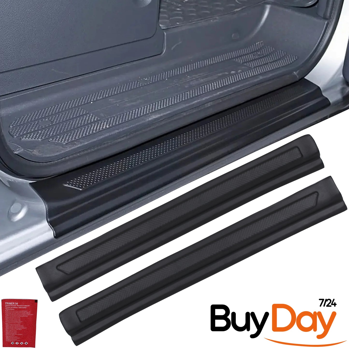 clickmax 2 Piece Set Front Door Sill Protectors, ABS Entry Guard Kick Plates, Interior Scuff Plates, Car Accessories for Viano & Vito (W639) Van MPV Models 2003-2013