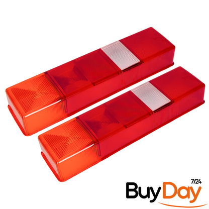 clickmax 2 Piece Set Rear Tail Light Lamp Lens (Left & Right Pair), O/S & N/S Replacement Lens Covers, Compatible with Tipper, Dropside, Luton & Chassis Cab Models 1985-2014, 6696035, 86VB13450AA