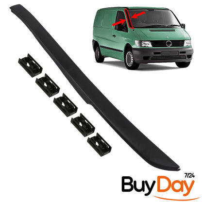 Front Right Windscreen Pillar Trim with 5 Black Clips, O/S Driver Side, A-Pillar Moulding, Compatible with Vito (W638) Van MPV Models 1996-2003, A6386980179