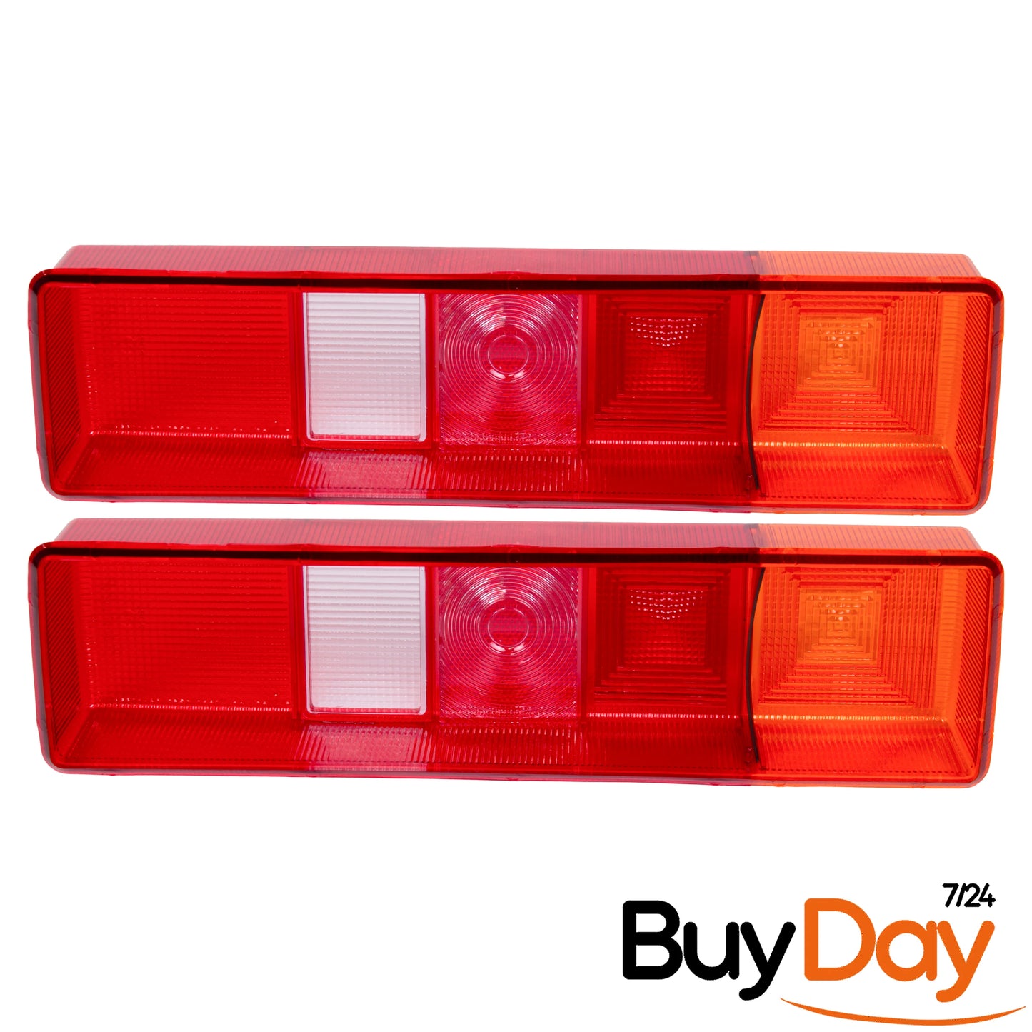 clickmax 2 Piece Set Rear Tail Light Lamp Lens (Left & Right Pair), O/S & N/S Replacement Lens Covers, Compatible with Tipper, Dropside, Luton & Chassis Cab Models 1985-2014, 6696035, 86VB13450AA