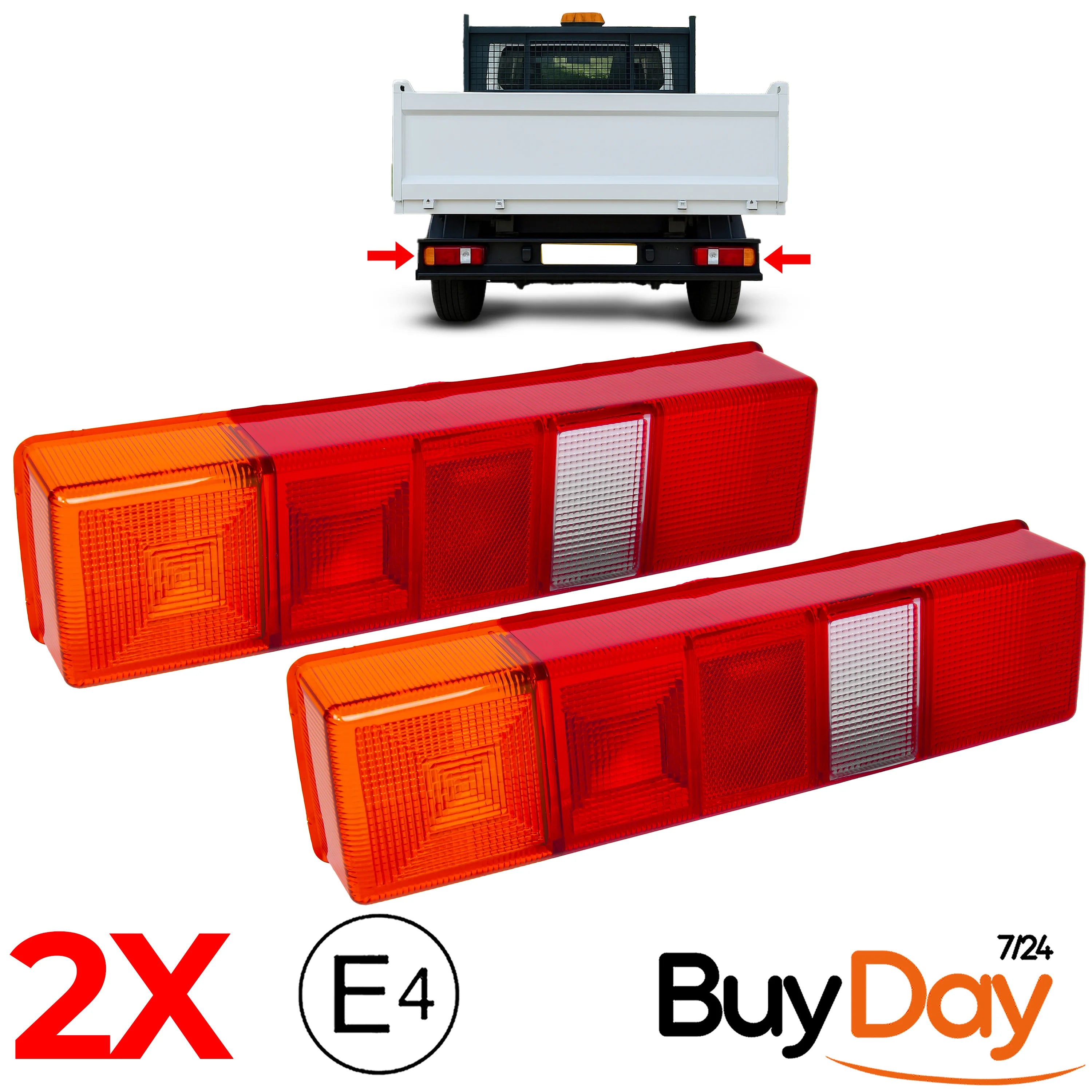 clickmax 2 Piece Set Rear Tail Light Lamp Lens (Left & Right Pair), O/S & N/S Replacement Lens Covers, Compatible with Tipper, Dropside, Luton & Chassis Cab Models 1985-2014, 6696035, 86VB13450AA
