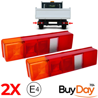 clickmax 2 Piece Set Rear Tail Light Lamp Lens (Left & Right Pair), O/S & N/S Replacement Lens Covers, Compatible with Tipper, Dropside, Luton & Chassis Cab Models 1985-2014, 6696035, 86VB13450AA