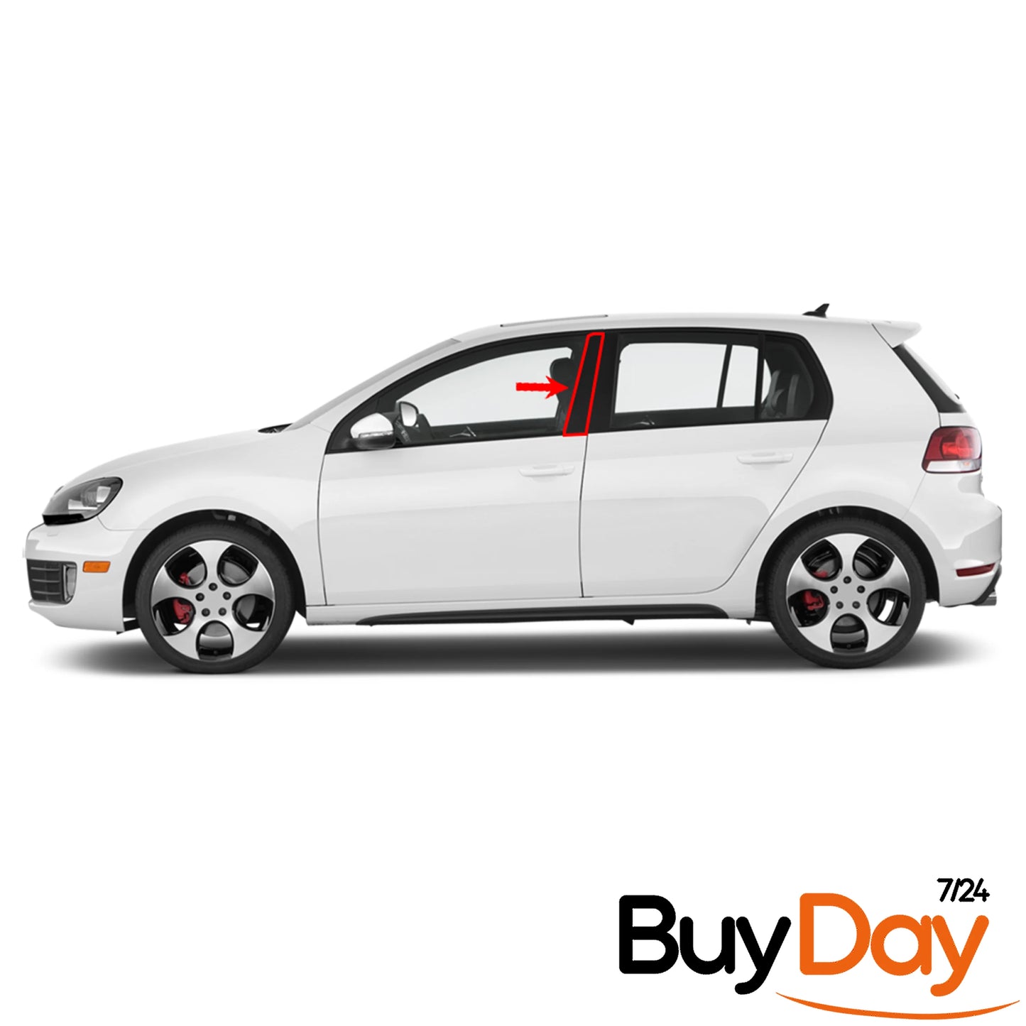 Front Left B-Pillar Trim Cover Panel, Nearside (N/S) Passenger Side, Exterior Door Pillar Glossy Trim, Fits 5-Door Golf MK6 Models 2009-2013, 5K4837901A