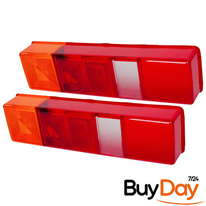 clickmax 2 Piece Set Rear Tail Light Lamp Lens (Left & Right Pair), O/S & N/S Replacement Lens Covers, Compatible with Tipper, Dropside, Luton & Chassis Cab Models 1985-2014, 6696035, 86VB13450AA