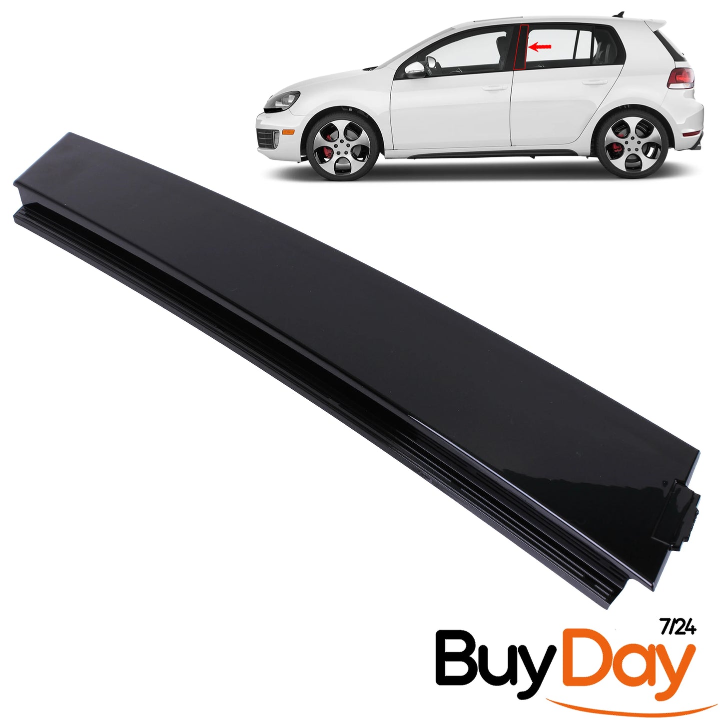 Rear Left B-Pillar Trim Cover Panel, Nearside (N/S) Passenger Side, Exterior Door Pillar Glossy Trim, Fits 5-Door Golf MK6 Models 2009-2013, 5K6839901B