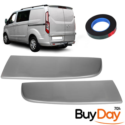 Twin Rear Roof Spoiler for Barn Door Models, Painted in Moondust Silver, Exterior Styling Body Kit Accessory, Compatible with Transit & Tourneo Custom Vans 2012-2023