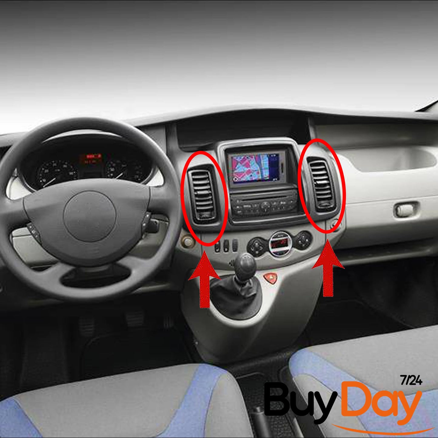 Interior Dashboard Air Vent Grille, Dash Heater Vent Outlet Panel, Compatible with Trafic II, Vivaro A & Primastar (X83) Van MPV Models 2001-2014, 7701054458, 93160688