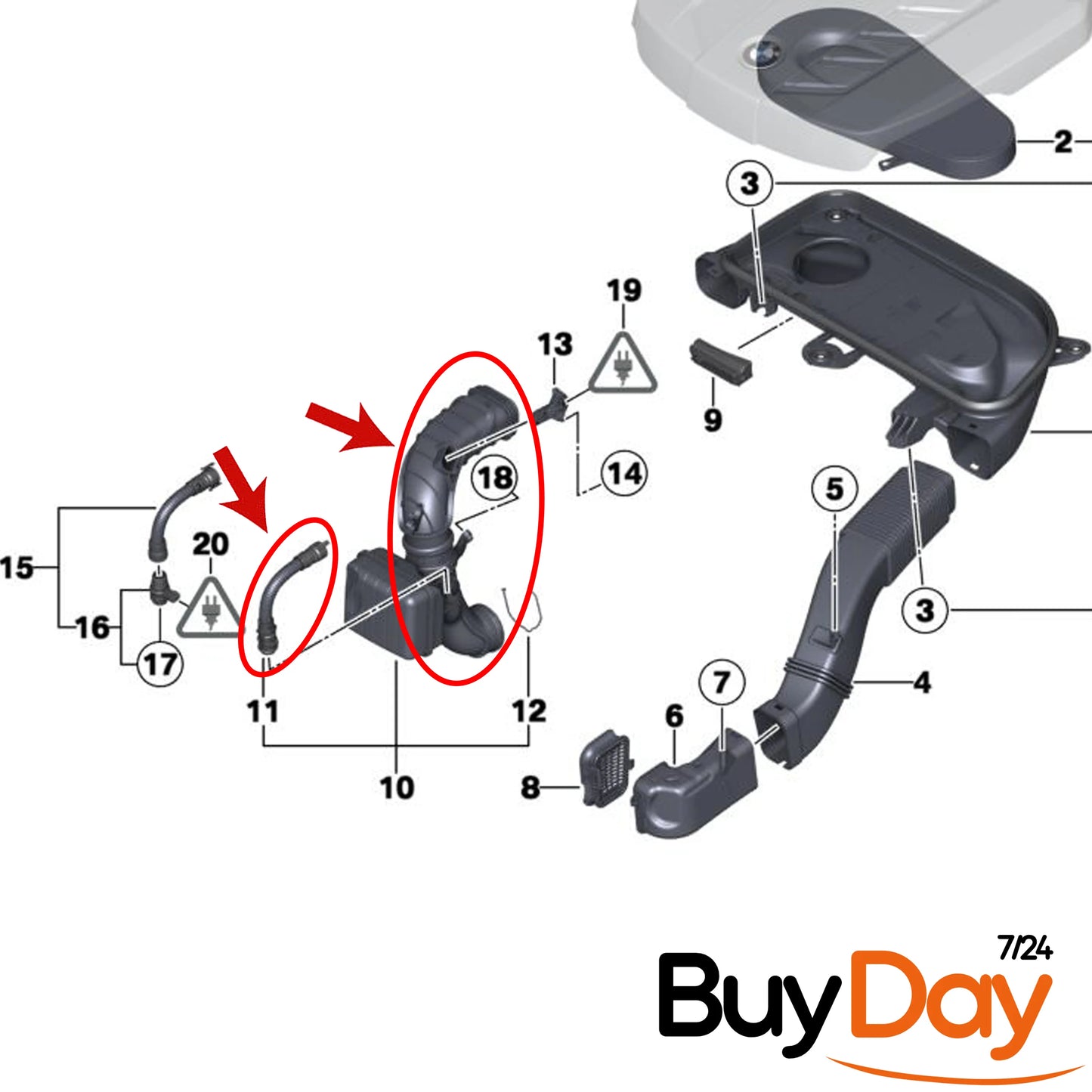 Intercooler Hose (Cold Side) with Seals, 3-Piece Boost Pipe Assembly, Fits N47N & N47S1 Diesel Engines, Compatible with 3 4 5 Series X3 (F30 F10 F25), 13718512014, 13717823517