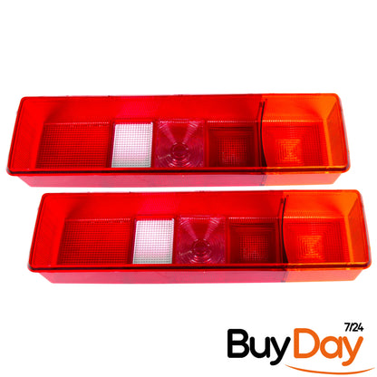 clickmax 2 Piece Set Rear Tail Light Lamp Lens (Left & Right Pair), O/S & N/S Replacement Lens Covers, Compatible with Tipper, Dropside, Luton & Chassis Cab Models 1985-2014, 6696035, 86VB13450AA