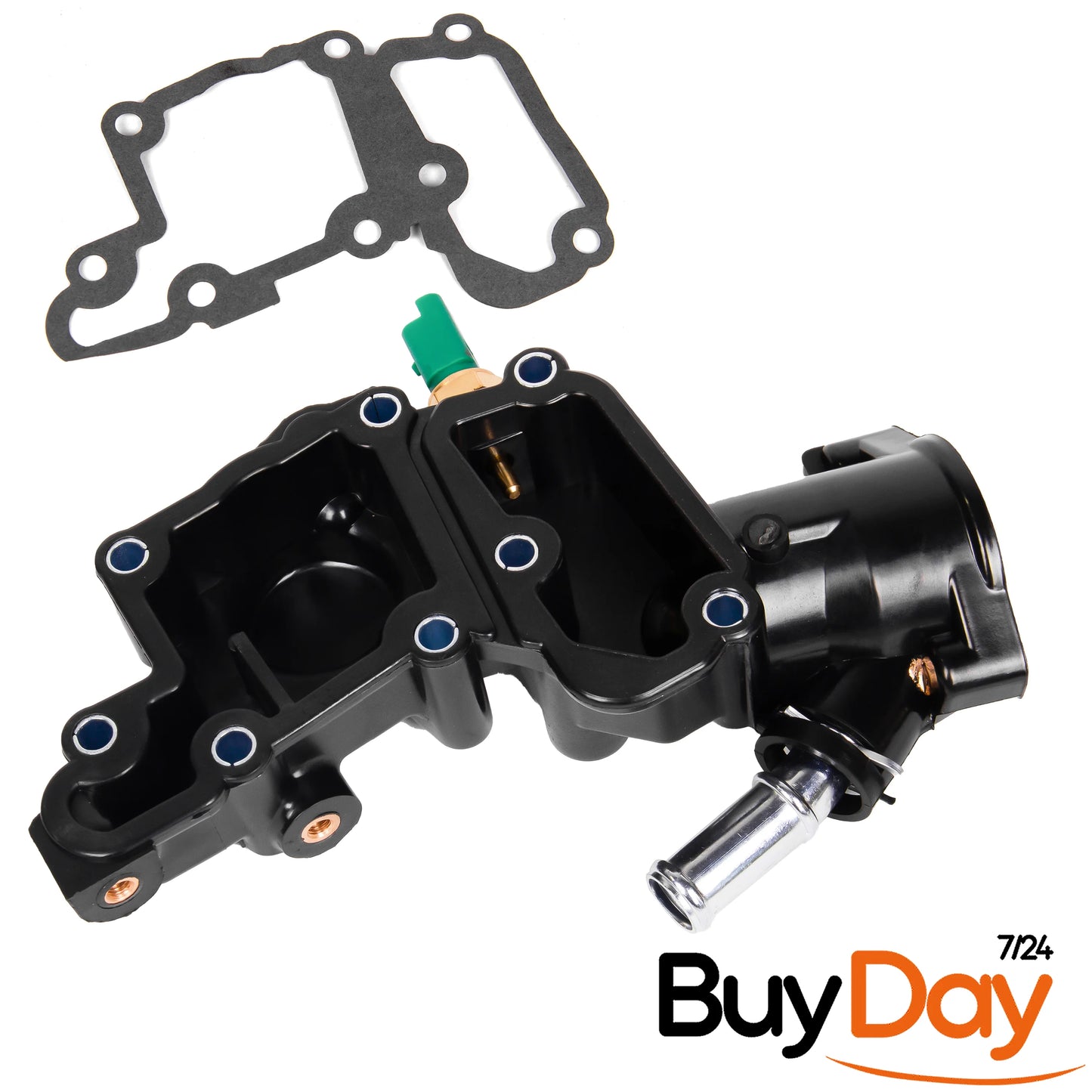 Engine Thermostat Housing with Gasket, Coolant Flange Water Outlet, Compatible with 1.1L & 1.4L Petrol Engines, Fits 206 207 307 C2 C3 Partner Bipper, 1336P9, 1336Y8