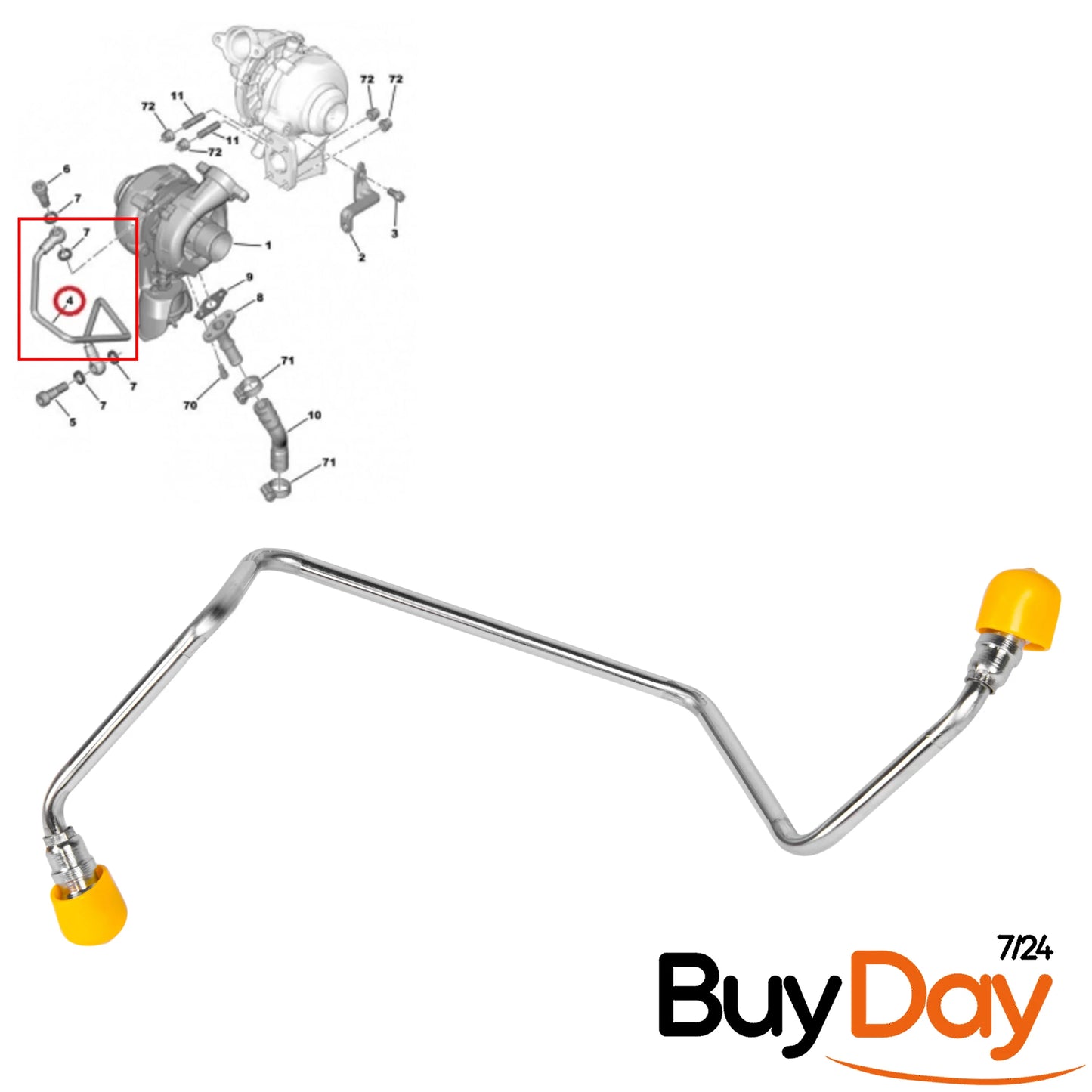 Turbo Oil Feed Pipe, Turbocharger Oil Supply Line, Compatible with 1.6L HDi TDCi D Diesel Engines (109BHP 110BHP), Fits Focus C-Max 207 307 C4 S40 V50, 1340133, 0379.68