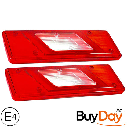 clickmax 2 Piece Set Rear Tail Light Lamp Assembly (Left & Right Pair), E-Certified, Compatible with Tipper, Dropside & Luton Chassis Cab Models 2013-Onwards, 1831334, 1831256