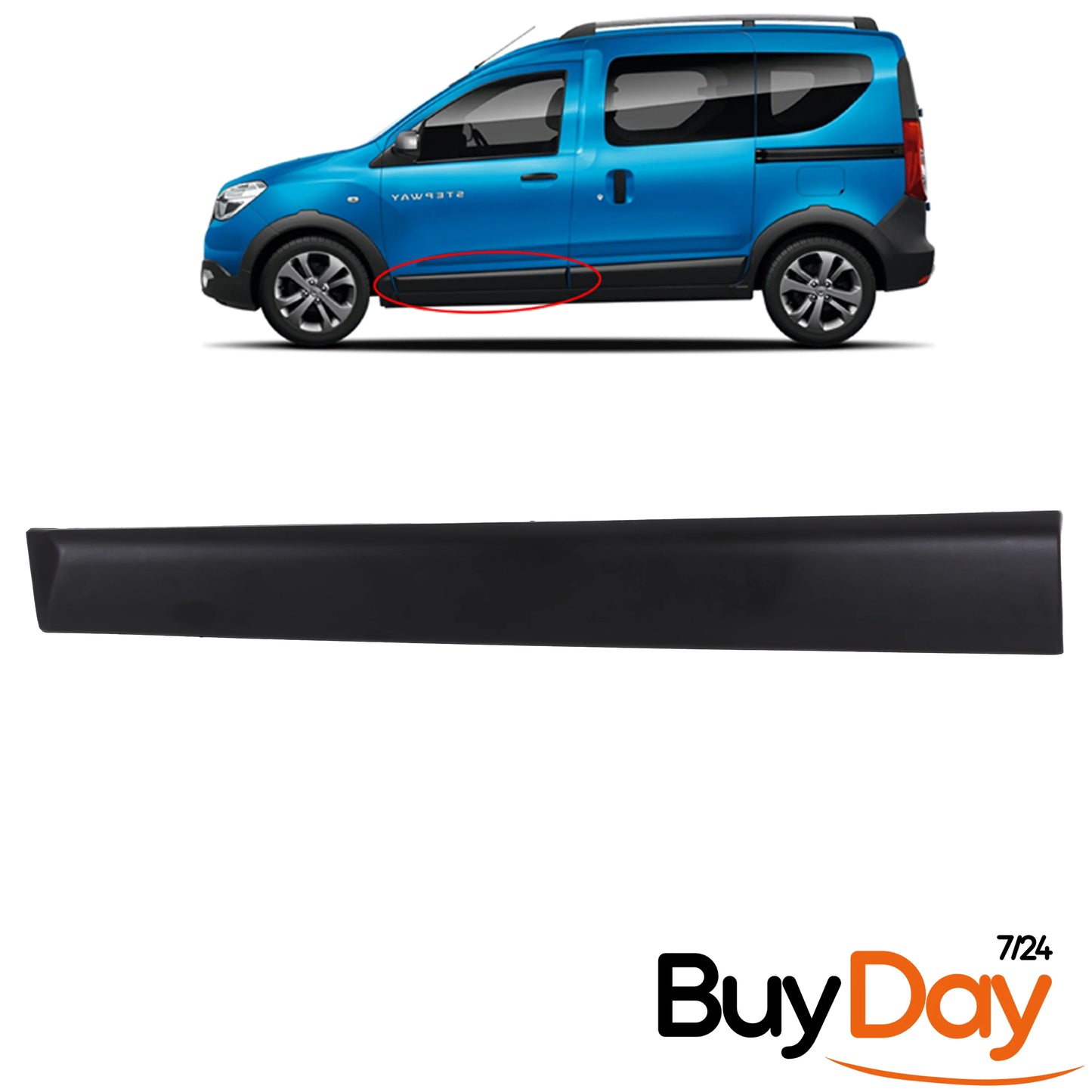 Front Left Side Bump Strip, N/S Passenger Door Rubbing Strip, Exterior Protection Moulding with Clips, Compatible with Dokker (12-21) & Lodgy (12-22) Van MPV, 808779284R