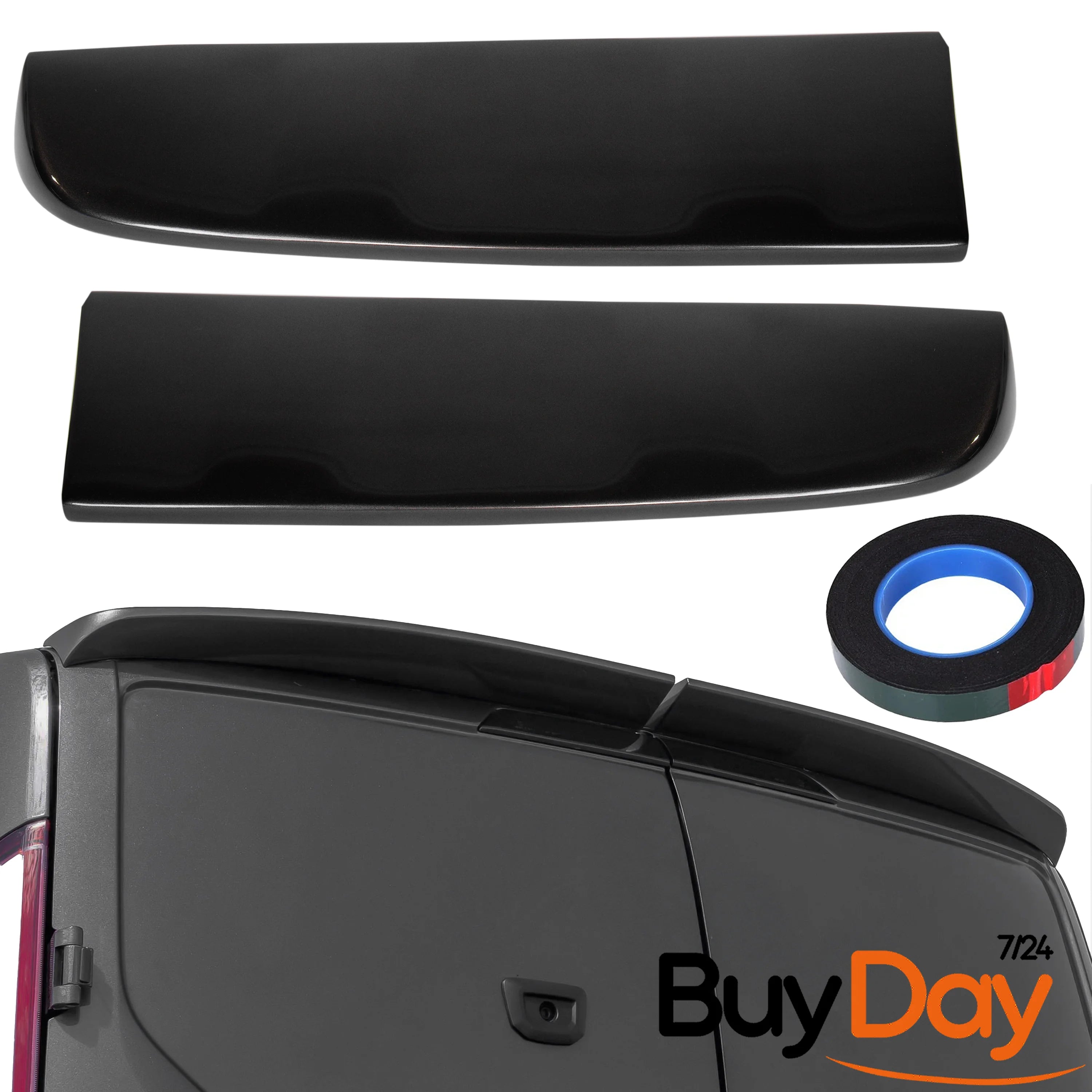 Twin Rear Roof Spoiler for Barn Door Models, Painted in Magnetic Grey, Exterior Styling Body Kit Accessory, Compatible with Transit & Tourneo Custom Vans 2012-2023