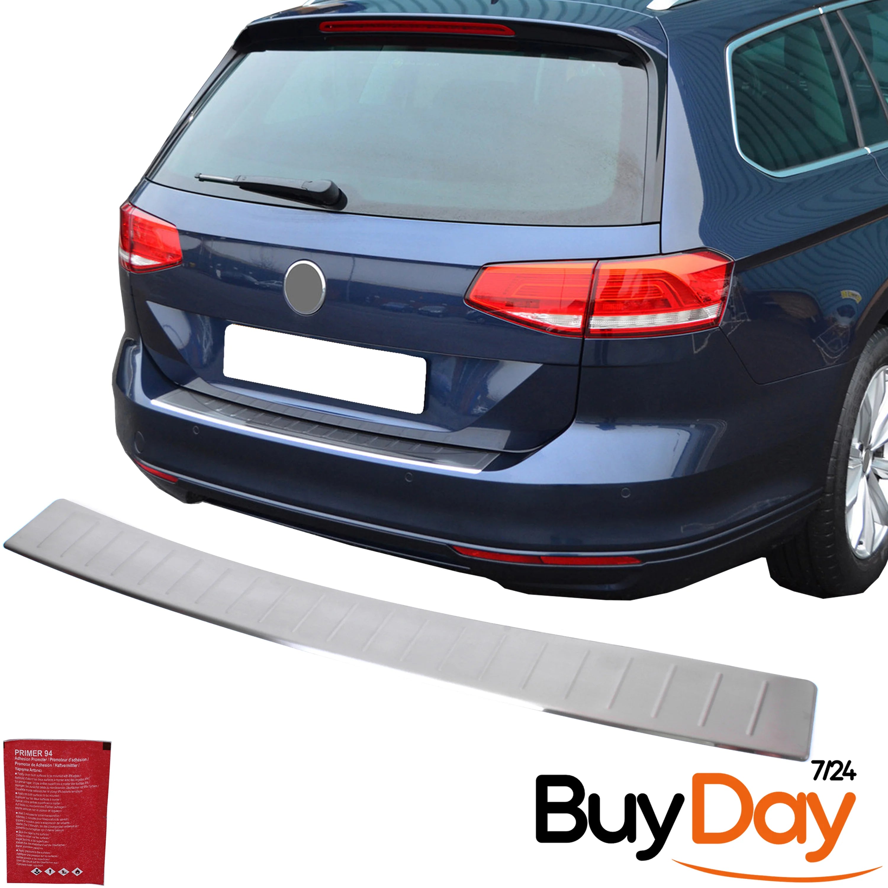 clickmax Rear Bumper Protector Sill Cover, Brushed Matt Stainless Steel Scuff Guard, Car Accessories for Passat B8 Variant & Alltrack (Estate) Models 2014-Onwards
